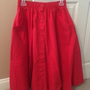 Red long skirt
